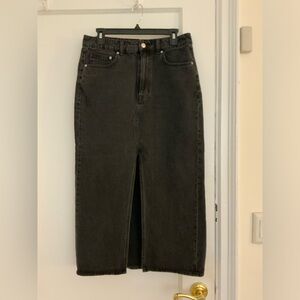 H&M Black Denim Midi Skirt